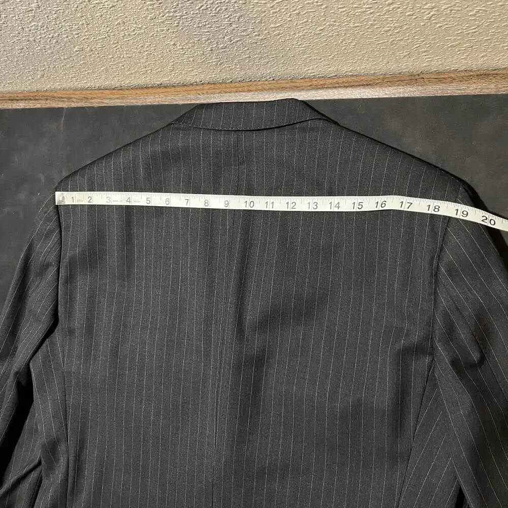 Ermenegildo Zegna Blazer Mens 52R Gray Pinstripe Wool Su Misura Fit Mila Swiss